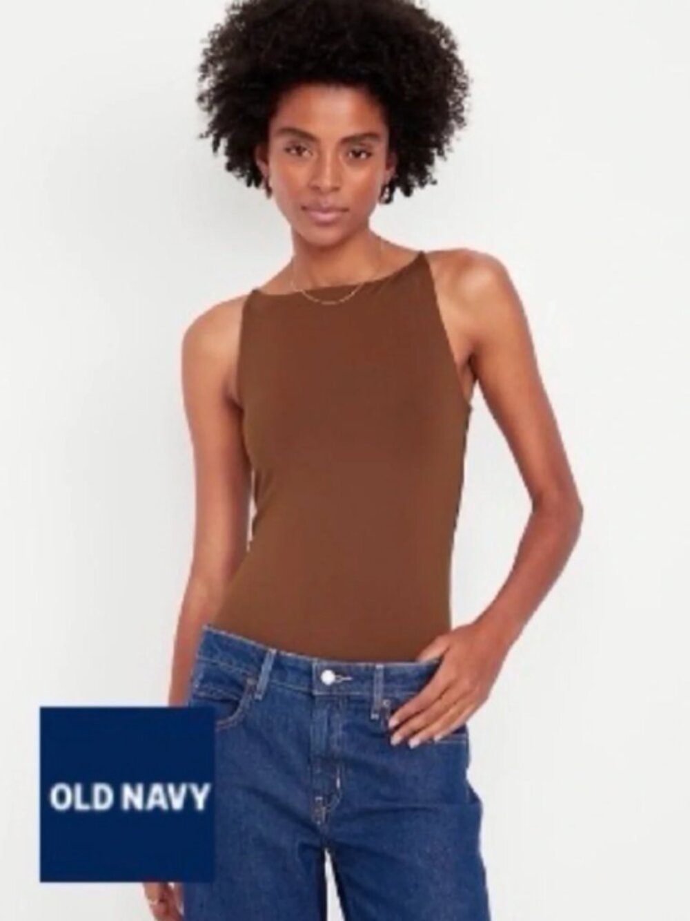 NWT Old Navy Double Layer Cami Bodysuit in Precious Earth Brown - Picture 4 of 7
